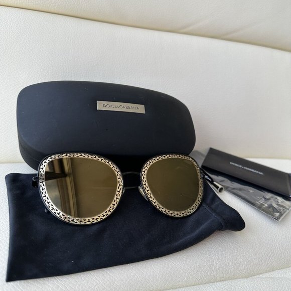 DOLCE & GABBANA D&G Sonnenbrille DG 2225 1311 6E 52-26 145 Black Gold Metal Grid main image 6